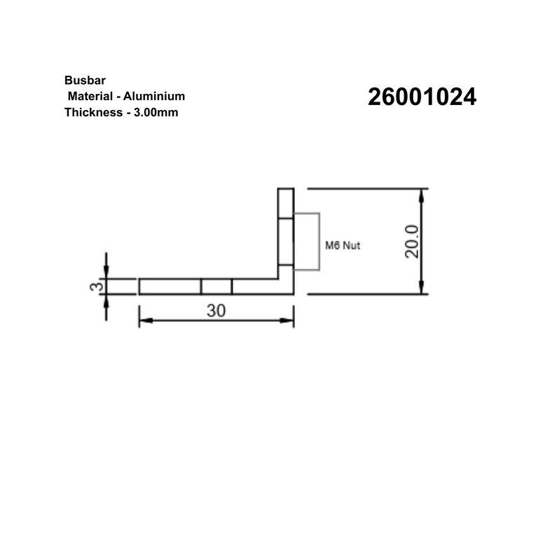 Aluminium Bus Bar 30X20X3mm - Image 2